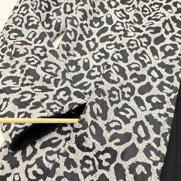 Betsy Johnson Black Snow Leopard Print Reversible Coat Wool Blend Women's Large - Picture 4 of 13